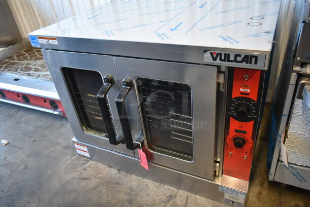 BRAND NEW SCRATCH AND DENT! Vulcan VC5GD-21D1Z Stainless Steel Commercial Stainless Steel Commercial Propane Gas Powered Full Size Commercial Convection Oven w/ View Through Doors, Metal Oven Racks and Thermostatic Controls. See Pictures For Broken Glass Pane on Left Door. - Image 2 of 11