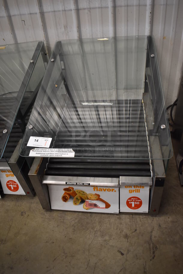 2017 Star 458TBDE Stainless Steel Commercial Countertop Hot Dog Roller w/ Sneeze Guard and Bun Drawer. 120 Volts, 1 Phase. 25x35x26. Tested and Working! - Image 9 of 10