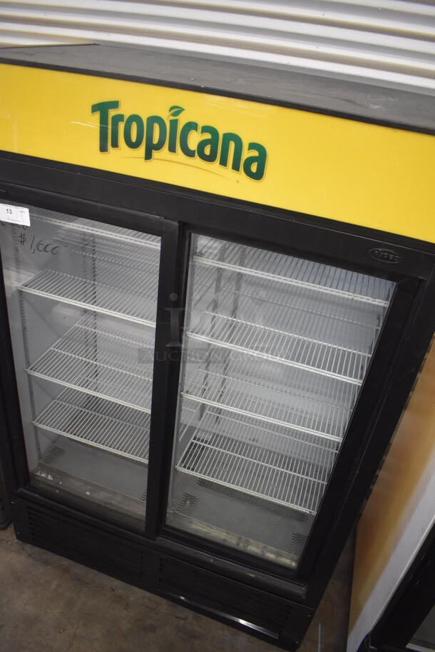 QBD CD45S Metal Commercial 2 Door Reach In Cooler Merchandiser w/ Poly Coated Racks. 115 Volts, 1 Phase. 52x29x79. Tested and Working! - Image 9 of 9