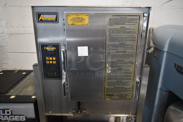 2014 AccuTemp E62083D10000200 Stainless Steel Commercial Electric Powered Single Deck Steam Cabinet on Stand w/ Commercial Casters. 208 Volts, 3 Phase.  - Image 3 of 7