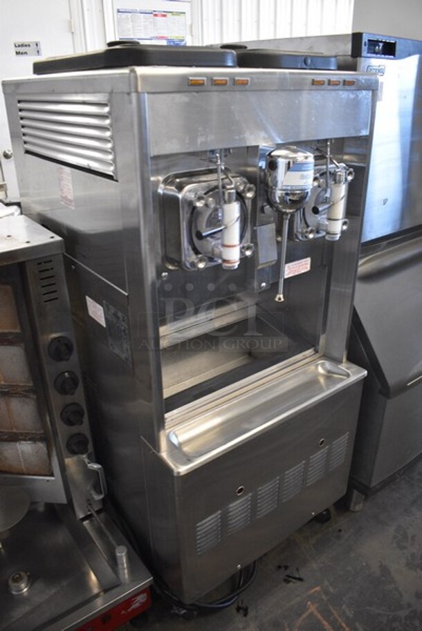 Taylor Model 342D-27 Stainless Steel Commercial Floor Style Air Cooled 2 Flavor Frozen Beverage Machine w/ Drink Mixer Attachment on Commercial Casters. 208-230 Volts, 1 Phase. 26x34x60. - Image 2 of 7