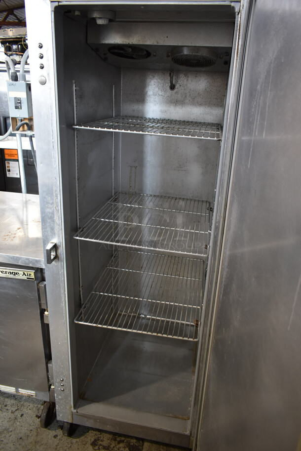 Continental 1R Stainless Steel Commercial Single Door Reach In Cooler w/ Racks on Commercial Casters. 115 Volts, 1 Phase. Tested and Working! - Image 5 of 7