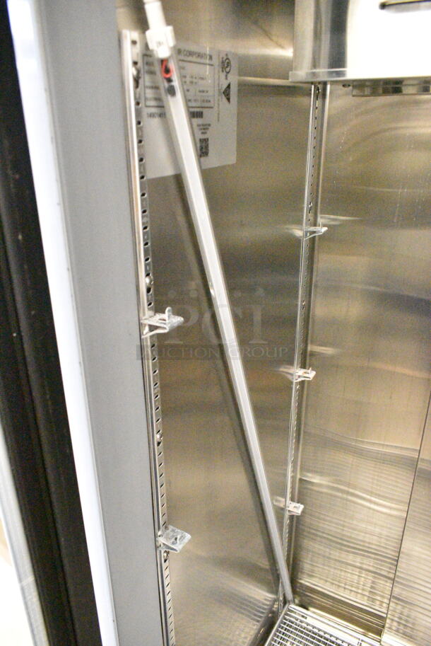 BRAND NEW SCRATCH AND DENT! Beverage Air MMF12HC-1-WS-18-IQ MarketMax 24" White Glass Door Merchandiser with Stainless Steel Interior, Left-Hinged Door, and Electronic Smart Door Lock. 115 Volts, 1 Phase. Tested and Working! - Image 9 of 10