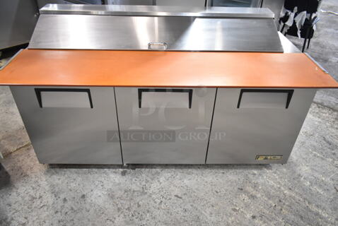 True TSSU-72-18 Stainless Steel Commercial Sandwich Salad Prep Table Bain Marie Mega Top on Commercial Casters. 115 Volts, 1 Phase. Tested and Working!