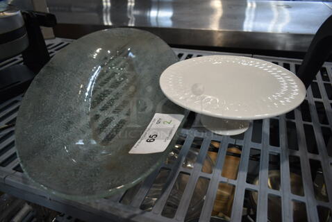 ALL ONE MONEY! Lot of 2 Dishes; Tray and Cake Stand.