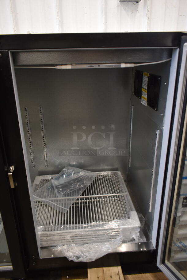 BRAND NEW SCRATCH AND DENT! Beverage Air BB72HC-1-G-B Stainless Steel Commercial 3 Door Undercounter Cooler Merchandiser. 115 Volts, 1 Phase. Tested and Working! - Image 10 of 11