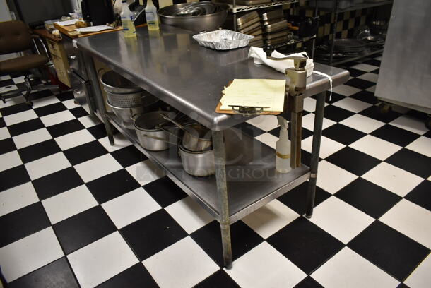 Stainless Steel Commercial Table w/ Mounted Commercial Can Opener and Under Shelf. (kitchen)  - Image 2 of 6