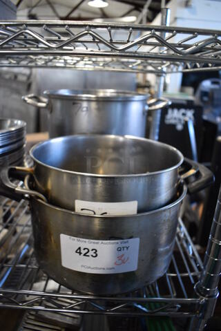 3 Metal Various Stock Pots. Includes 12x9x6. 3 Times Your Bid!