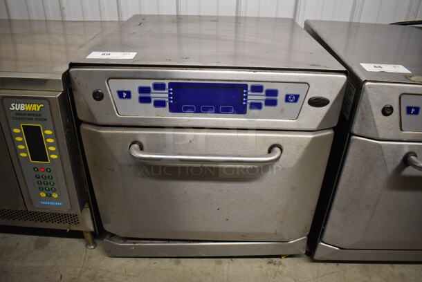 Merrychef 402S Series V4 Stainless Steel Commercial Countertop Electric Powered Rapid Cook Oven. Door Needs Repair. 208/240 Volts, 1 Phase. 23x31x23