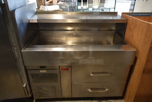 2013 Randell 51356PR Stainless Steel Commercial Prep Table w/ 2 Drawers and Over Shelf. 115 Volts, 1 Phase. Tested and Does Not Power On - Image 1 of 9