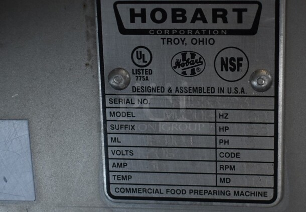 2017 Hobart MG2032 Metal Commercial Floor Style Electric Powered Meat Mixer Grinder w/ Foot Pedal on Commercial Casters. 208 Volts, 3 Phase. - Image 6 of 8