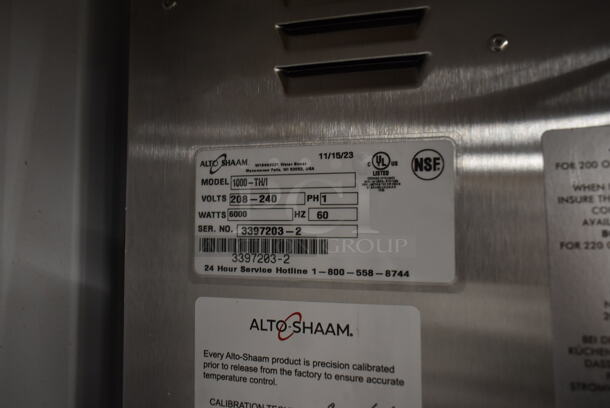 BRAND NEW SCRATCH AND DENT! 2023 Alto Shaam 1000-TH/I Stainless Steel Commercial Electric Powered Cook N Hold Oven on Commercial Casters. 208-240 Volts, 1 Phase.  - Image 8 of 8
