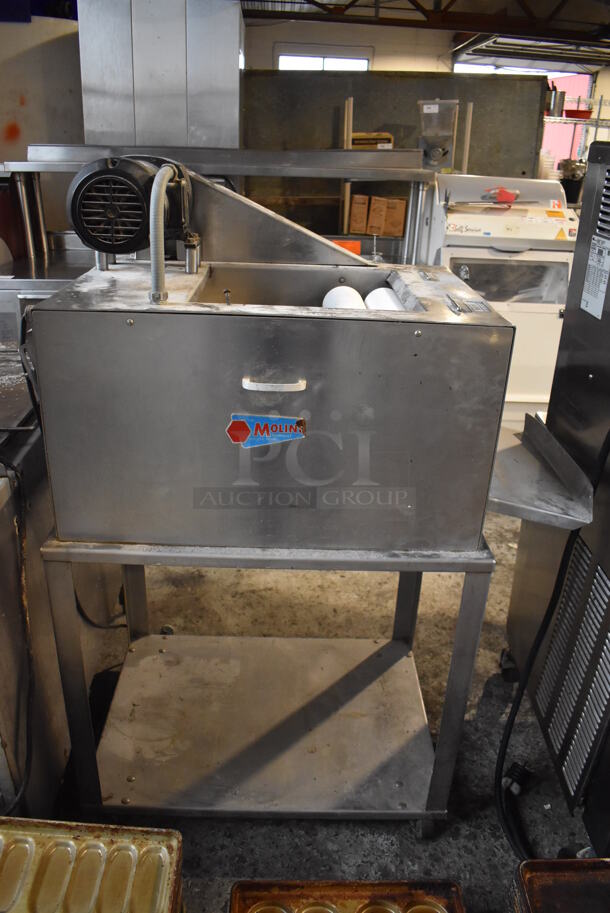 Moline Metal Commercial Floor Style Dough Sheeter w/ Under Shelf on Commercial Casters. 115 Volts, 1 Phase. 40x23.5x54.5. Tested and Working! - Image 7 of 7