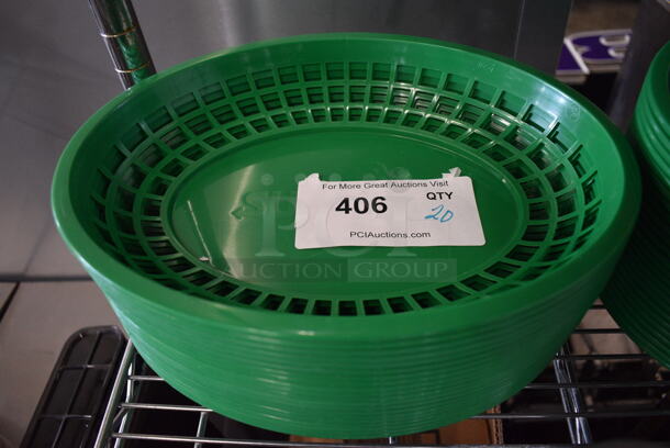 20 Green Poly Food Baskets. 12x9x2. 20 Times Your Bid! 