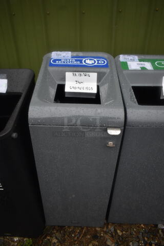 BRAND NEW SCRATCH AND DENT! Rubbermaid 6901961615GS Configure 15 Gallon Stenni Gray 1 Stream Mixed Recycling Indoor Rectangular Recycling Container