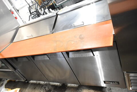 2017 Migali C-SP72-18-HC Stainless Steel Commercial Sandwich Salad Prep Table Bain Marie Mega Top on Commercial Casters. 115 Volts, 1 Phase. Tested and Powers On But Does Not Get Cold