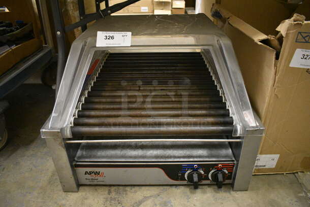APW Wyott Stainless Steel Commercial Countertop Hot Dog Roller w/ Clear Poly Dome Cover. 24x30x18.5. Tested and Working!
