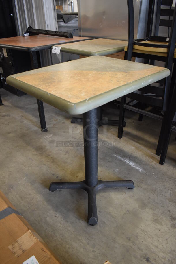 Tan and Gray Green Table on Black Metal Table Base. 20x24x29.5 - Image 3 of 5