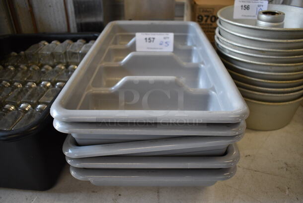 ALL ONE MONEY! Lot of 5 Gray Poly Silverware Caddies. 11.5x20.5x3.5