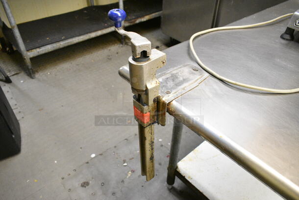 Stainless Steel Table w/ Metal Under Shelf and Mounted Commercial Can Opener. (kitchen) - Image 2 of 3