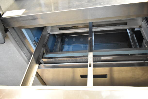 Delfield Stainless Steel Commercial Sandwich Salad Prep Table Bain Marie Mega Top w/ 4 Drawers and Over Shelf. Tested and Powers On But Does Not Get Cold - Image 5 of 6