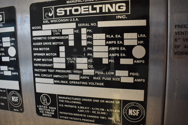 Stoelting 4231-18B Stainless Steel Commercial Floor Style 2 Flavor w/ Twist Soft Serve Ice Cream Machine on Commercial Casters. 208-230 volts, 1 Phase. 26x31x60 - Image 7 of 9