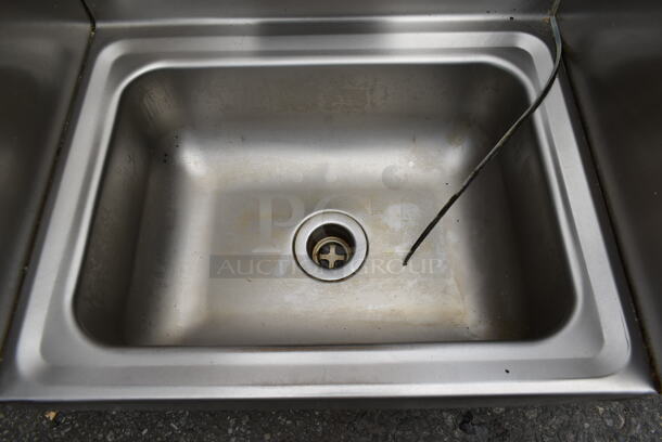Regency 600HS17SP Stainless Steel Commercial Single Bay Wall Mount Sink w/ Side Splash Guards, Faucet and Handles. - Image 4 of 6