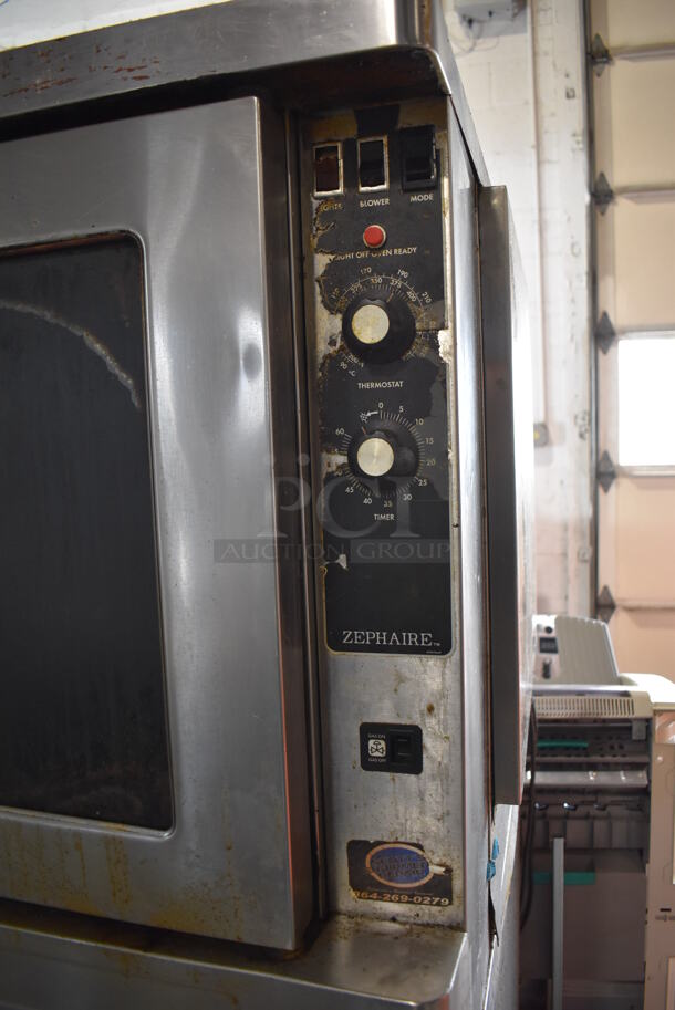 2 Blodgett Zephaire Stainless Steel Commercial Natural Gas Powered Full Size Convection Oven w/ View Through Doors, Metal Oven Racks and Thermostatic Controls on Commercial Casters. 38x38x70. 2 Times Your Bid! - Image 5 of 8