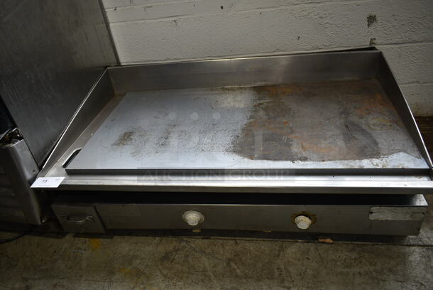 Keating 48BFLD Stainless Steel Commercial Countertop Natural Gas Powered Flat Top Griddle. 60,000 BTU. 