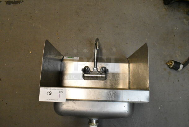 Regency 600HS17SP Stainless Steel Single Bay Wall Mount Sink w/ Faucet, Handles and Side Splash Guards. (kitchen) - Image 1 of 4