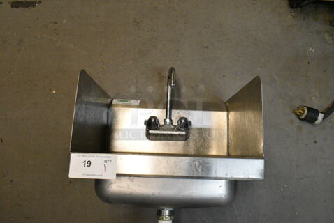 Regency 600HS17SP Stainless Steel Single Bay Wall Mount Sink w/ Faucet, Handles and Side Splash Guards. (kitchen)