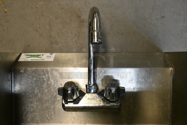 Regency 600HS17SP Stainless Steel Single Bay Wall Mount Sink w/ Faucet, Handles and Side Splash Guards. (kitchen) - Image 3 of 4