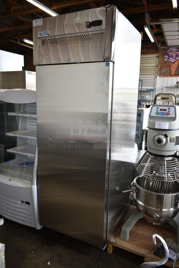 BRAND NEW SCRATCH AND DENT! 2023 Avantco 178Z1FHC Stainless Steel Commercial Single Door Reach In Freezer w/ Poly Coated Racks on Commercial Casters. 115 Volts, 1 Phase. Tested and Working! - Image 1 of 7