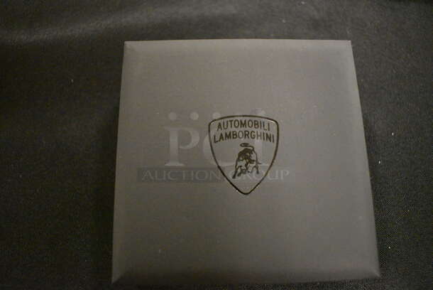 ALL ONE MONEY! Jaguar Stickers, Gold Colored Key, Aston Martin License Plate Holder, and Lamborghini Cuff Links with Box - Image 5 of 6