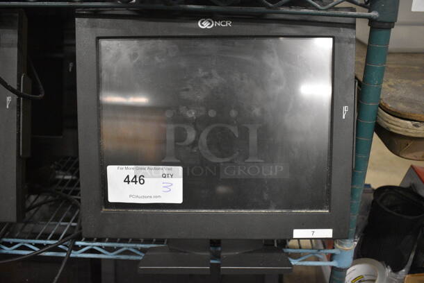 3 NCR 15" POS Monitors w/ Credit Card Strip Reader. 3 Times Your Bid! - Image 1 of 4