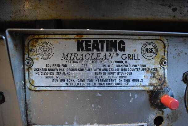 Keating 36BFLD MiraClean Stainless Steel Commercial Countertop Natural Gas Powered Chrome Top Flat Top Griddle w/ Thermostatic Controls. 80,000 BTU. 36x31x16 - Image 5 of 7