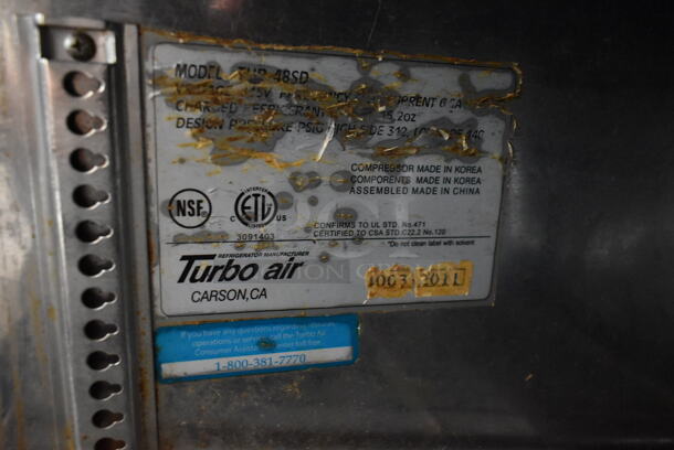 Turbo Air TUR-48SD Stainless Steel Commercial 2 Door Undercounter Cooler on Commercial Casters. 115 Volts, 1 Phase. Tested and Working! - Image 5 of 6