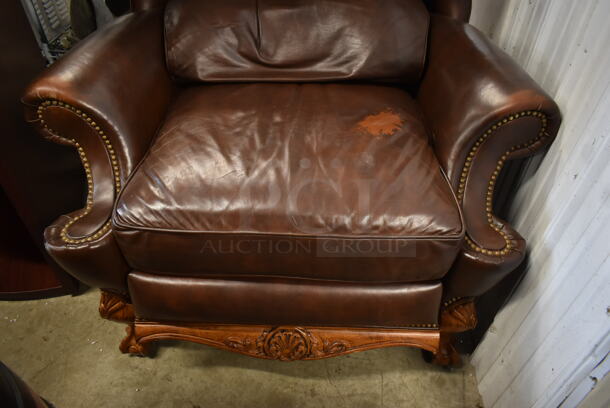 Brown Faux Leather Arm Chair. - Image 2 of 3