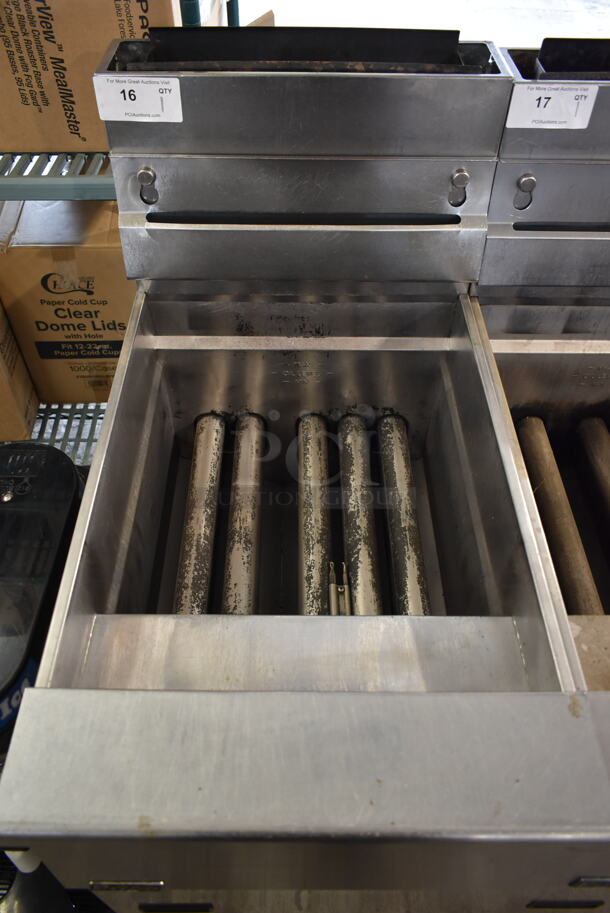 Pitco Frialator SG18 Stainless Steel Commercial Floor Style Natural Gas Powered 75 Pound Capacity Deep Fat Fryer on Commercial Casters. 140,000 BTU. - Image 2 of 6