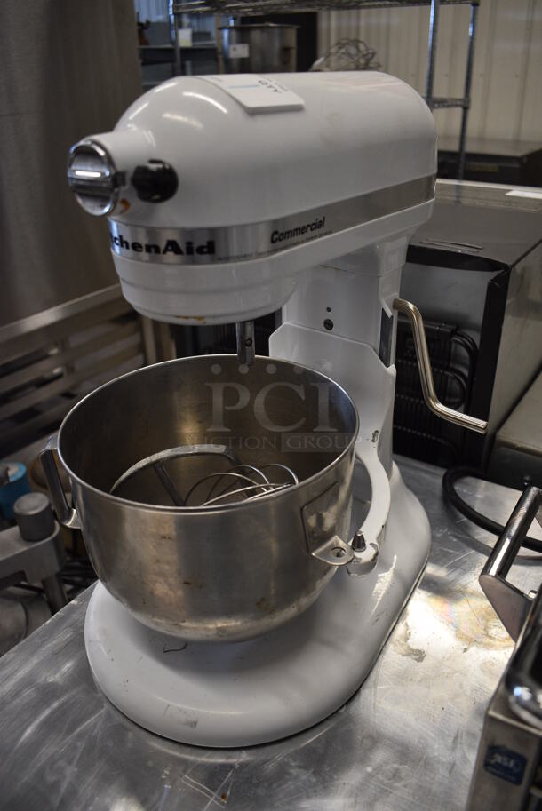 KitchenAid Metal Commercial Countertop Planetary Dough Mixer w/ Metal Bowl, Paddle and Whisk Attachments. 115 Volts, 1 Phase. 10x14x17.5. Tested and Working!