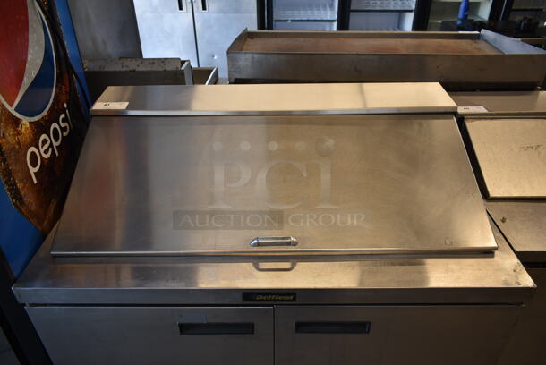 Delfield Stainless Steel Commercial Sandwich Salad Prep Table Bain Marie Mega Top on Commercial Casters. 115 Volts, 1 Phase. Tested and Powers On But Does Not Get Cold  - Image 3 of 9