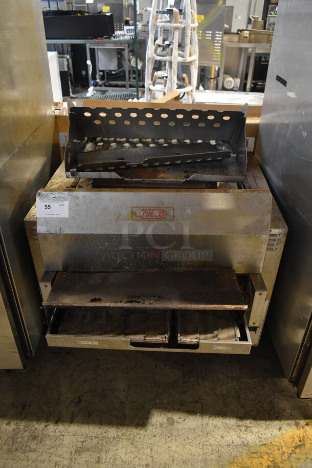 2018 Nieco JF63-2G Stainless Steel Commercial Countertop Natural Gas Powered BroilVection Conveyor Charbroiled Burger Grill.