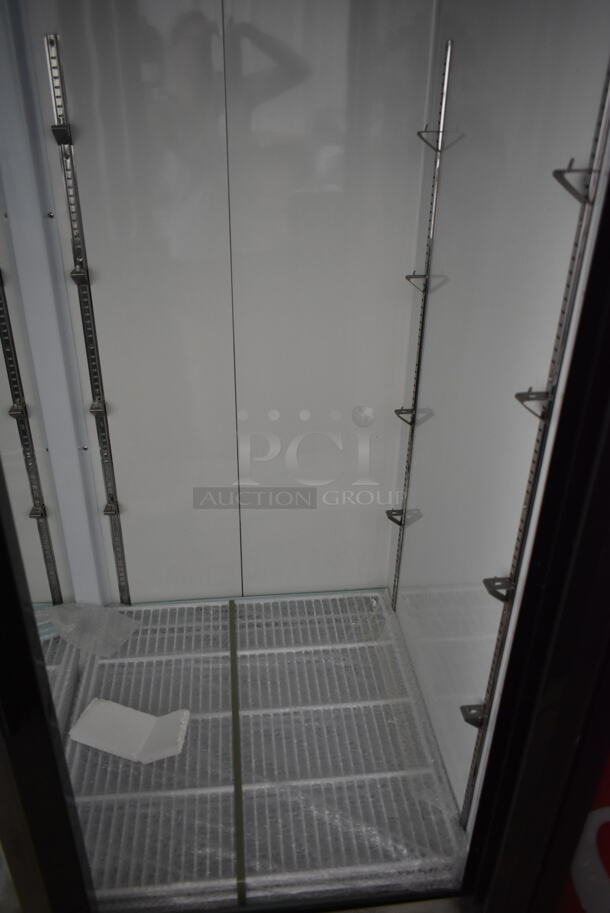BRAND NEW SCRATCH AND DENT! 2024 Avantco 178GDS47HCB Metal Commercial 2 Door Reach In Cooler Merchandiser w/ Poly Coated Racks. 115 Volts, 1 Phase. Tested and Working! - Image 3 of 7
