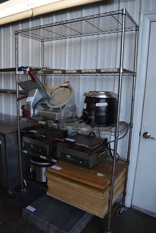 Chrome Finish 5 Tier Wire Shelving Unit on Commercial Casters. BUYER MUST DISMANTLE. PCI CANNOT DISMANTLE FOR SHIPPING. PLEASE CONSIDER FREIGHT CHARGES. 48x18x78