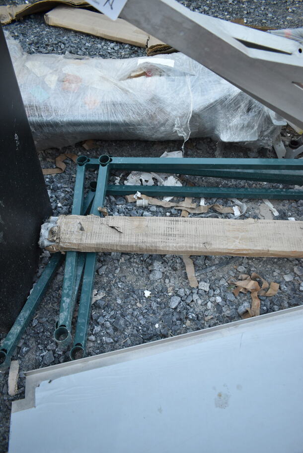 BRAND NEW SCRATCH AND DENT! All One Money! Lot of Various Items Including Black Wire Shelf, Green Shelf Frames and Metal Pieces - Image 8 of 9