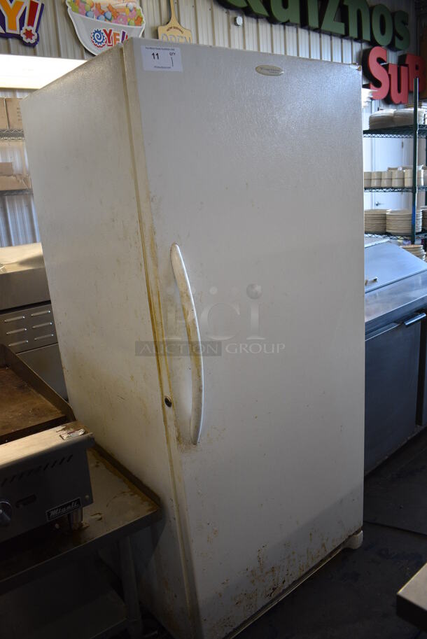 Frigidaire LFFU2065DW7 Metal Commercial Single Door Reach In Freezer. 115 Volts, 1 Phase. 32x29x70. Tested and Powers On But Does Not Get Cold