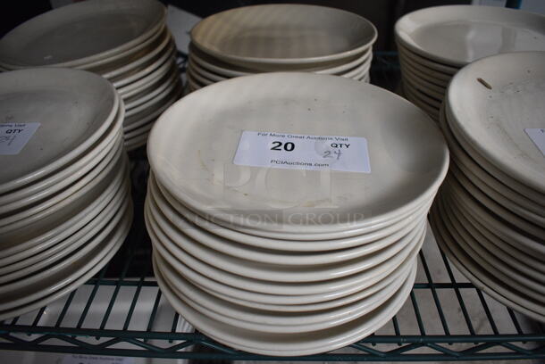 24 White Ceramic Plates. 9x9x1 24 Times Your Bid!
