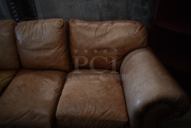Brown 3 Seat Couch w/ Arm Rests. - Image 2 of 3
