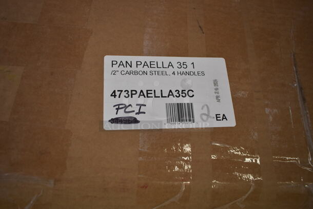 Box of 2 BRAND NEW SCRATCH AND DENT! Vigor 473PAELLA35C 35 1/2" Polished Carbon Steel Paella Pan - Image 2 of 2