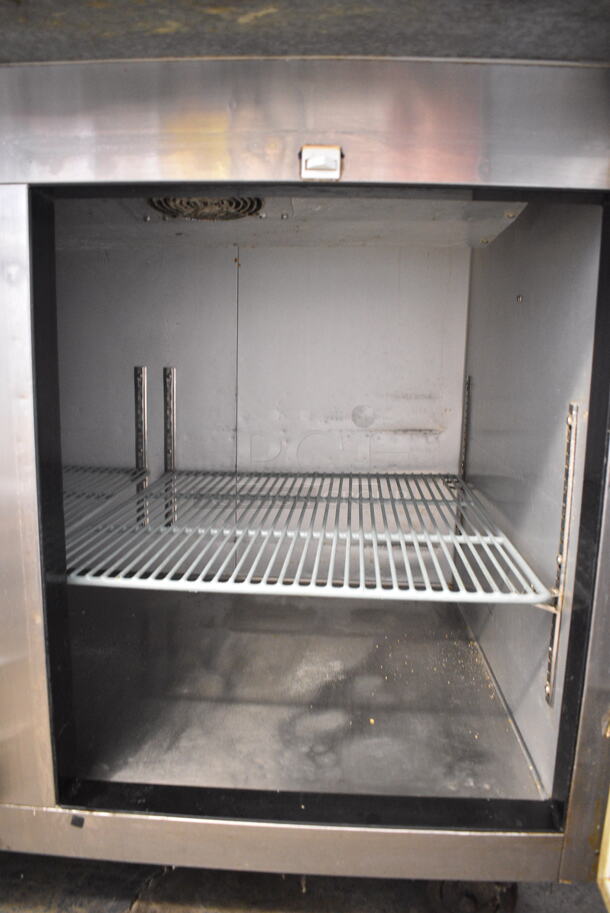 Leader Stainless Steel Commercial Pizza Prep Table w/ 2 Tier Over Shelf on Commercial Casters. 115 Volts, 1 Phase. Tested and Powers On But Does Not Get Cold - Image 6 of 9